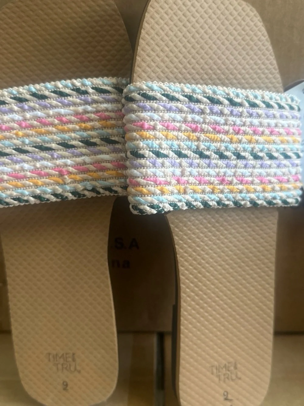 Time and Tru Pastel Multicolor Woven Strap Accent